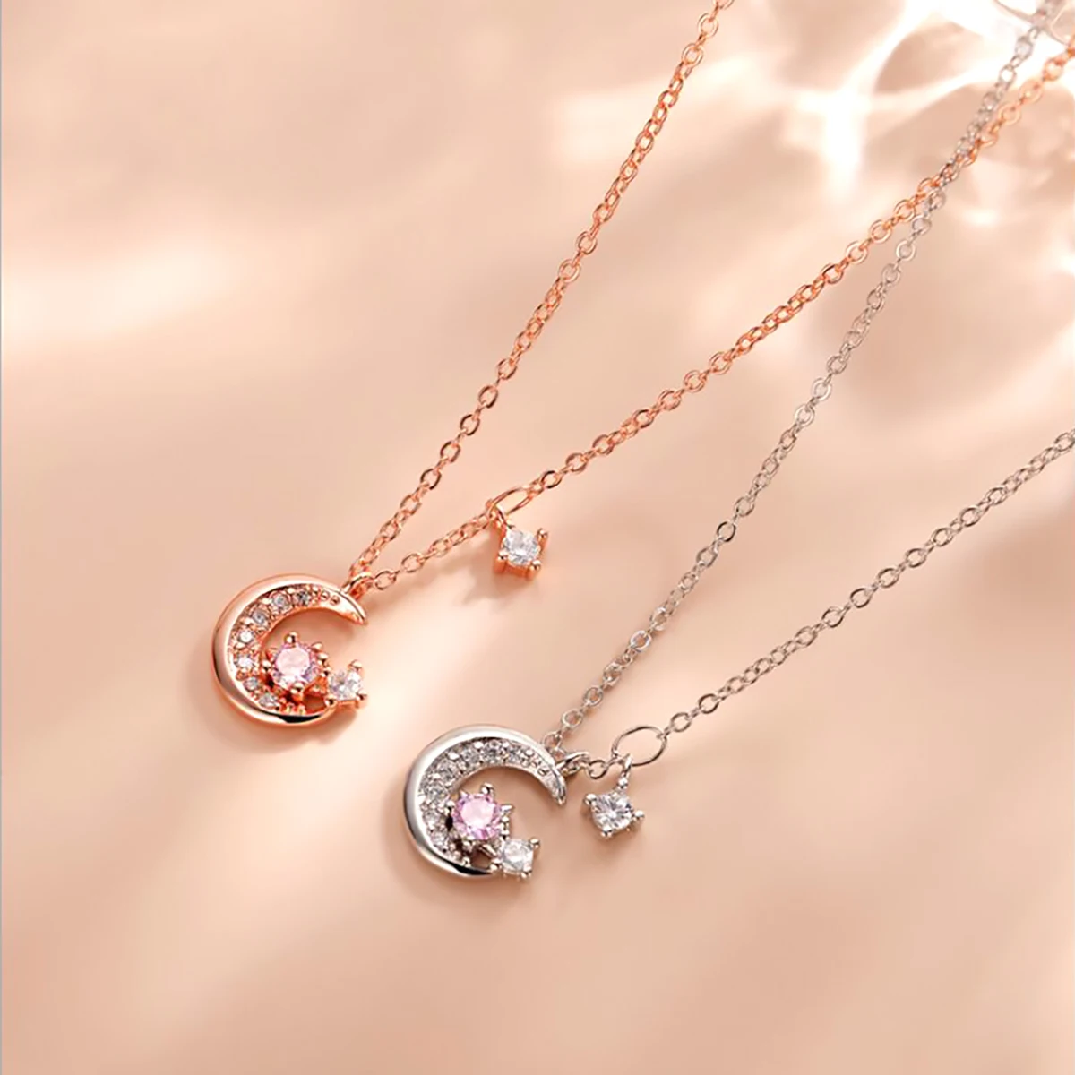 

Necklaces For Women 925 Silver Moon Pendant Necklace Female Simple Clavicle Chain Temperament New Jewelry Girl 2021Trend