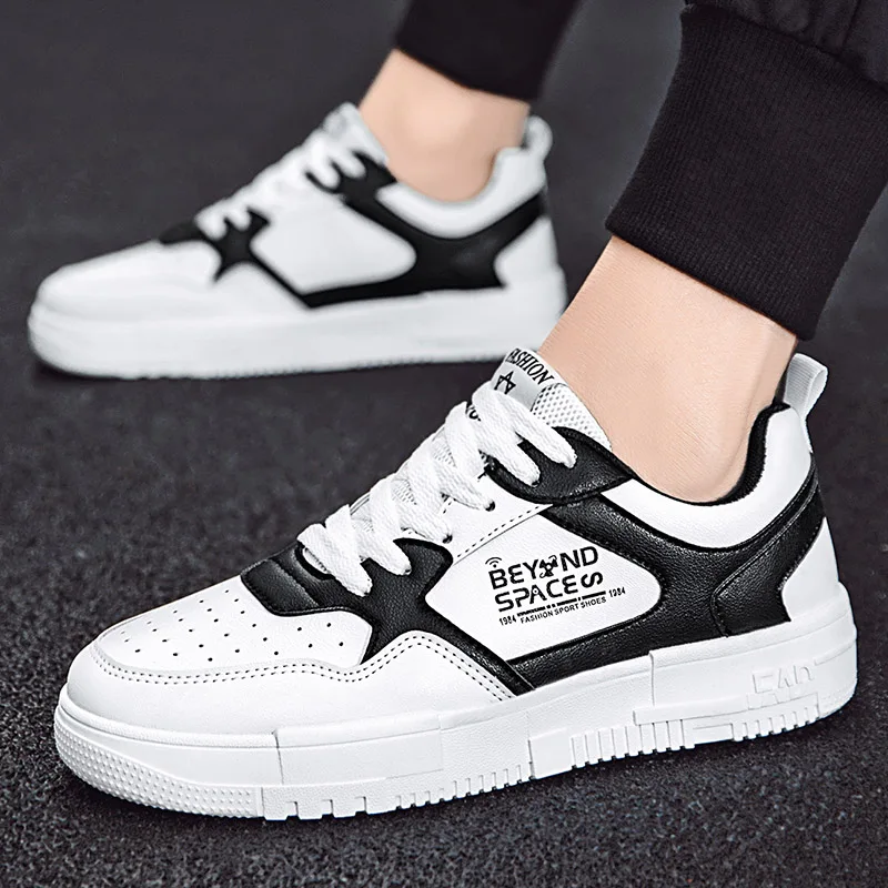 

Autumn And Winter Leather Waterproof Casual Flat White Shoes Youth Sports Trend AJ Wild Korean Youth Personality Men's Shoes 42