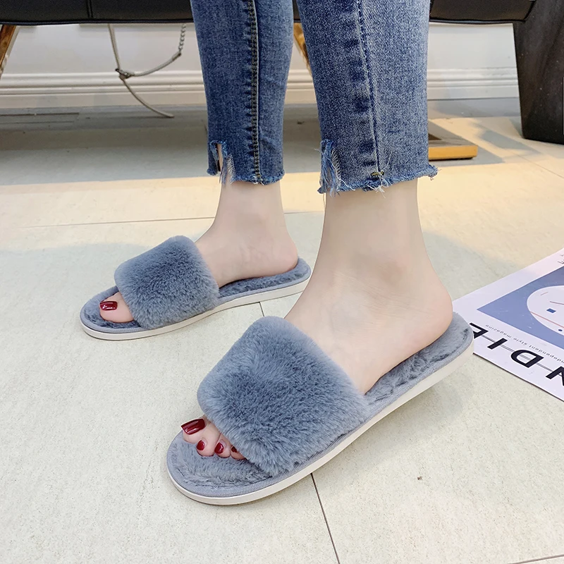 Женские дизайнерские Короткие Плюшевые тапочки зимние пушистые домашние