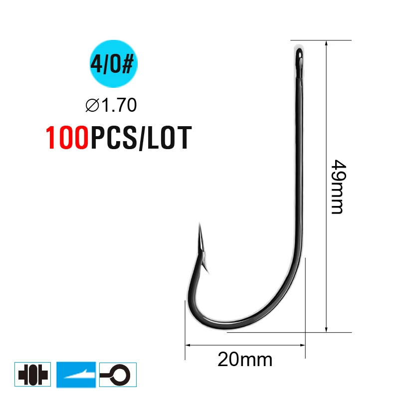 Size 4I0 100pcs ICERIO 100 шт. колючие рыболовные крючки морской червяк для ловли карпа один круг крючок Набор аксессуары для рыбалки снасти из углеродистой стали рыболовный крючок - Цвет: Size 4I0 100pcs