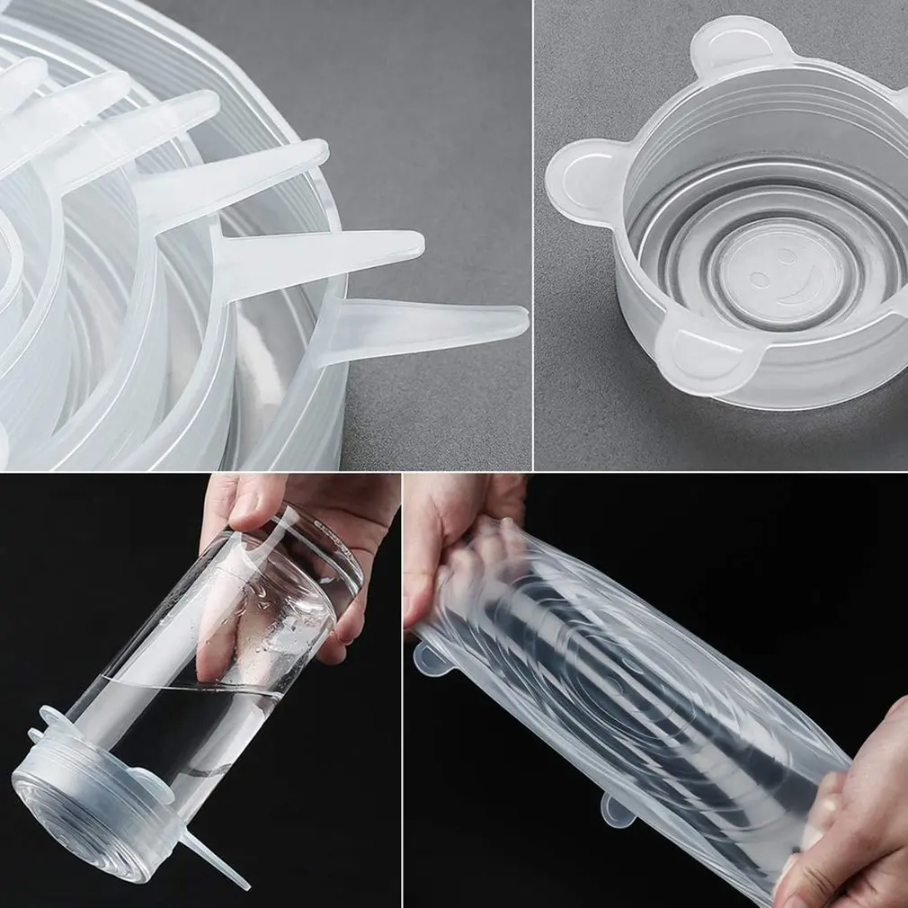 

12pcs/set Reusable Silicone Wrap Keeping Food Fresh & Sealed Kitchen Tools Stretchy Lids with 6 Different Sizes