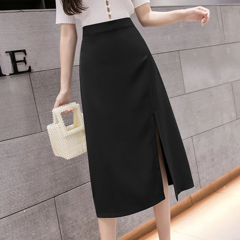 Юбка-карандаш TingYiLi женская с завышенной талией Офисная трапециевидная Юбка-миди