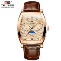 2021 top brand luxury tonneau shape men sports watches black steel case mens quartz date clock male waterproof vintage watch