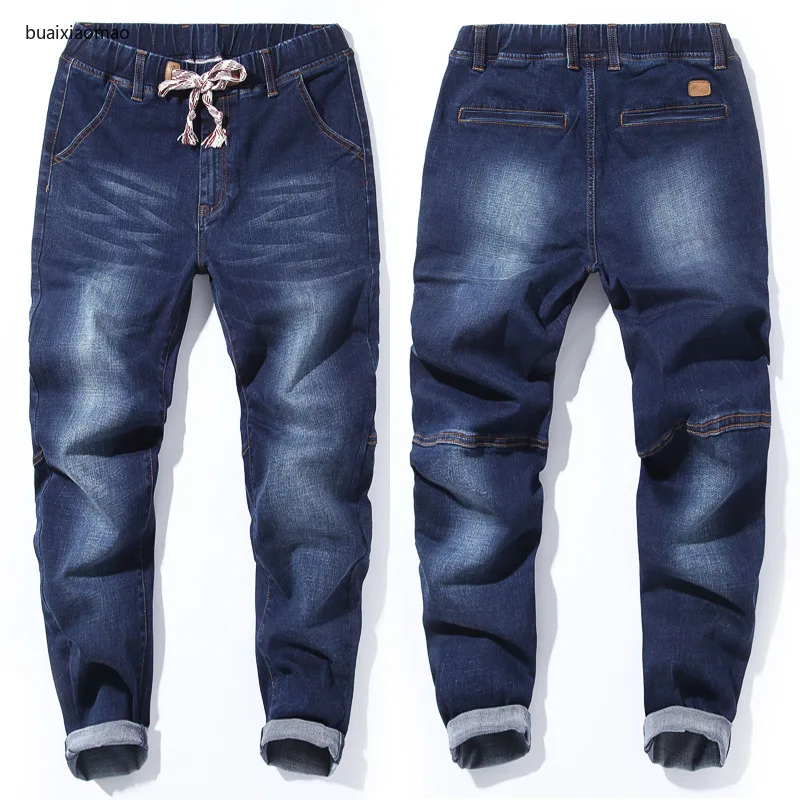 

Fashion Japan Style 5XL 6XL 7XL Jeans Men Taper Elastic Band Plus Size Male Jeans Pants Embroidery Big Size Men Trousers