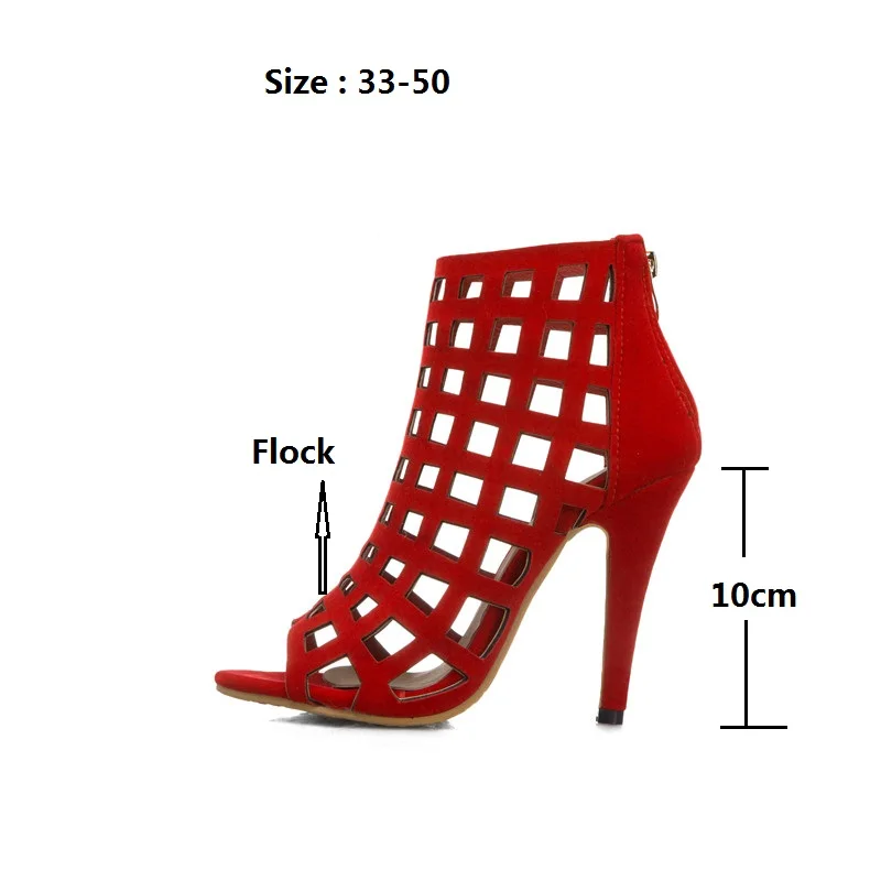 Сандалии женские на шпильке открытый носок молния пикантная обувь большой