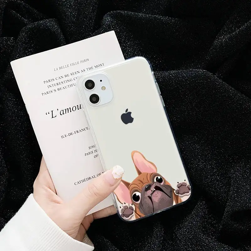 

Pug Dog French Bulldog Phone Case Transparent for iPhone 11 12 mini pro XS MAX 8 Plus 7 X XR