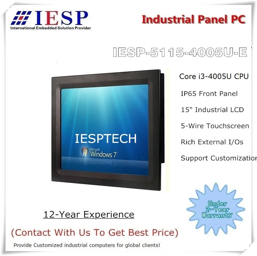 

12 inch Industrial touch panel PC, Core i3-4005U CPU, 4GB DDR3L, 500GB HDD, industrial HMI, provide custom design services