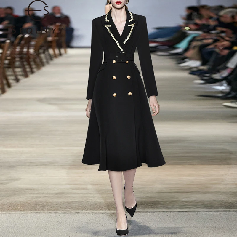 

SEQINYY длинный тренчкот весна-осень новый модный дизайн женский подиумный высококачественный Вышитый цветочный офисный женский трапециевид...