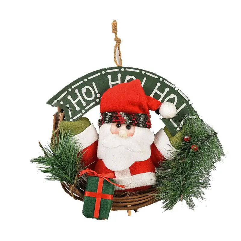 Рождественский венок снеговик лось Санта гирлянда рождественская елка подвеска