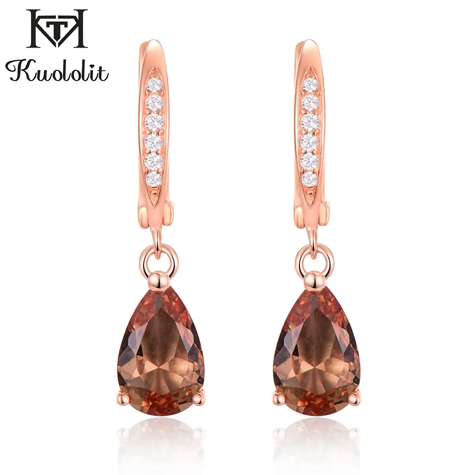 Rose color Куололит серьги кольца драгоценный камень Клипсы Серьги для женщин зултанит создать серебро 925 ювелирные изделия цвет Свадебные ювелирные изменить перстни из чистого серебра серьги булавки серьги - Цвет камня: Rose color