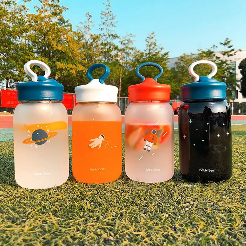 

460/600ml Cartoons Water Bottle Sports Glass Bottle INS Cute Universe Outdoor Travel Portable Leakproof Drink Bottle