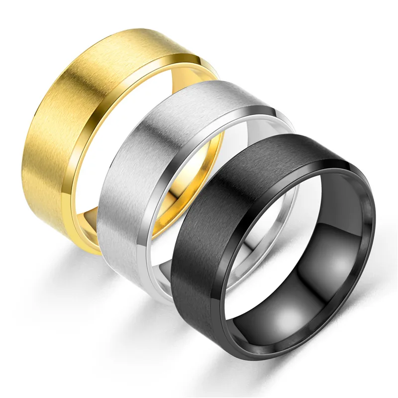 Кольца мужские с двойной скошенной поверхностью из нержавеющей стали, простые глянцевые обручальные кольца из нержавеющей стали