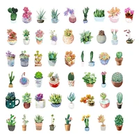 50pcspack succulents plants small paper sticker decoration label bookmark dress up for notebook