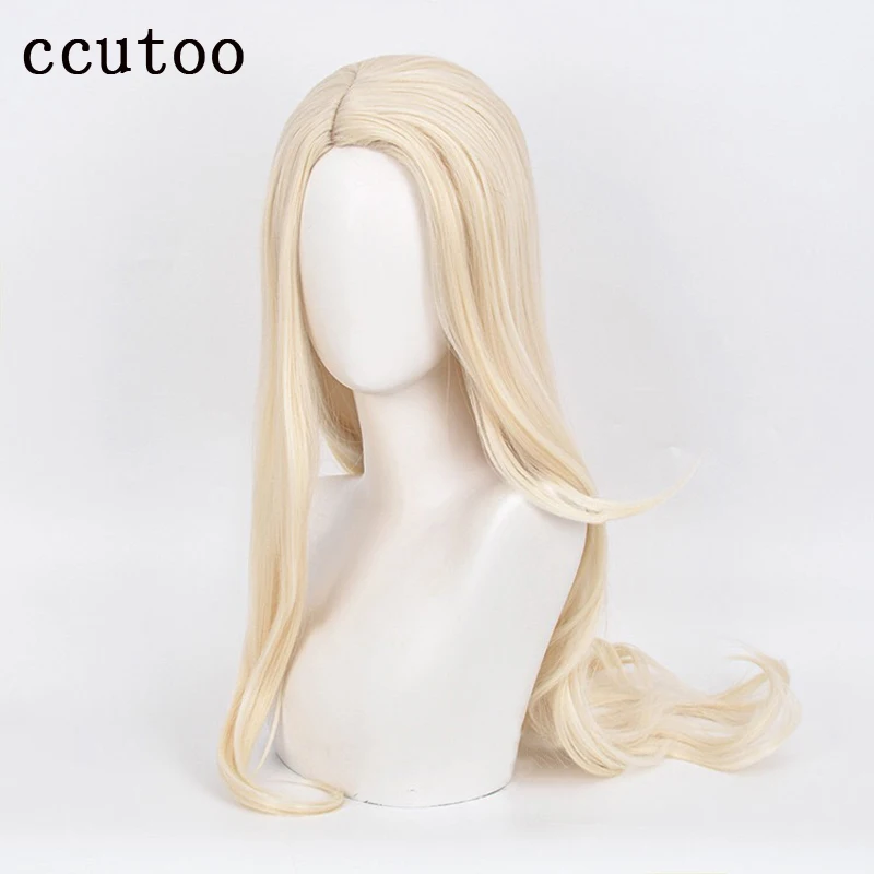 

Cosplay Elsa Wig Blonde Long Synthetic Hair Heat Resistance Fiber + Wig cap