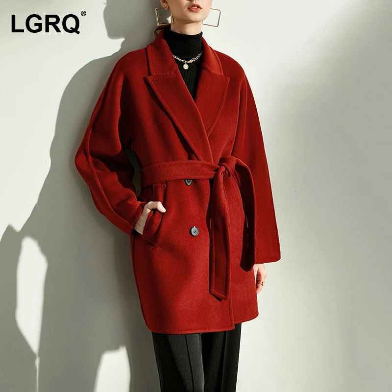 

Женское шерстяное пальто с длинным рукавом, с двойным рядом пуговиц