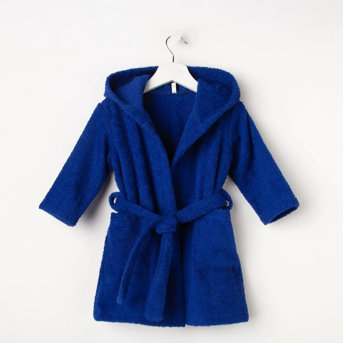 Bathrobe for children size 28 blue 340 g/m2 cotton 100% with AIRO Robes Sleepwear Robe s Clothing Mother Kids |