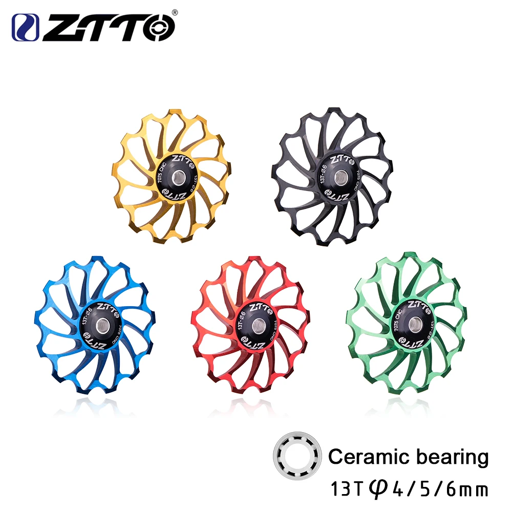 

ZTTO 2pcs 13T Bicycle Rear Derailleur Jockey Wheel Ceramic bearing Pulley AL7075 CNC MTB Road Bike Guide Roller Idler bike parts