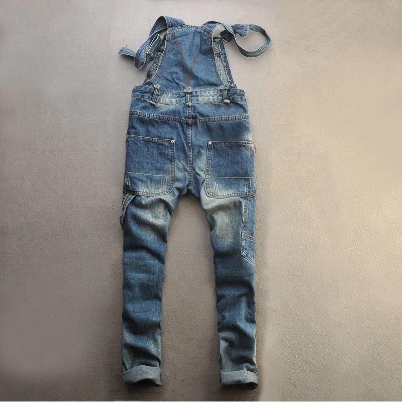 Мужские повседневные Свободные Комбинезоны с карманами удобные джинсовые