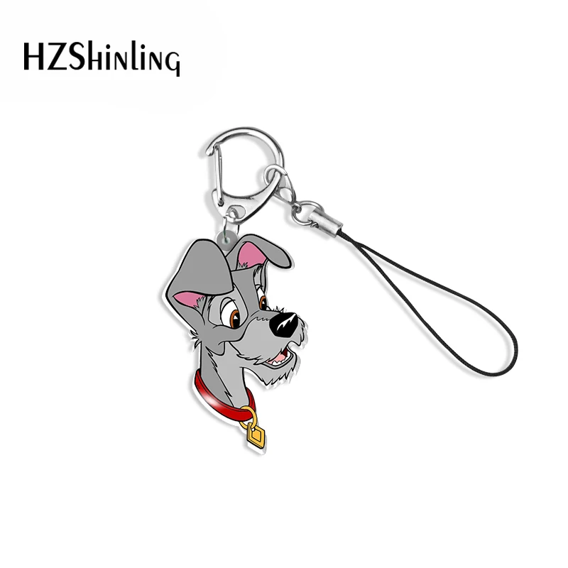 Lady and the Tramp Dogs Cartoon Acrylic Keychain Mobile Phone Straps Resin Epoxy Accessories