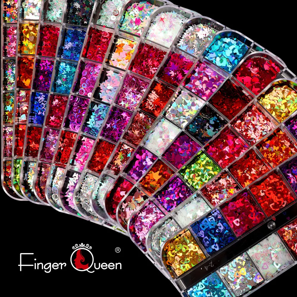 

12Girds Multi-style 3D Butterfly Love Sequin Design For Nail Art Decoration Accessories Flowers Nails Sticker Manicure Tools
