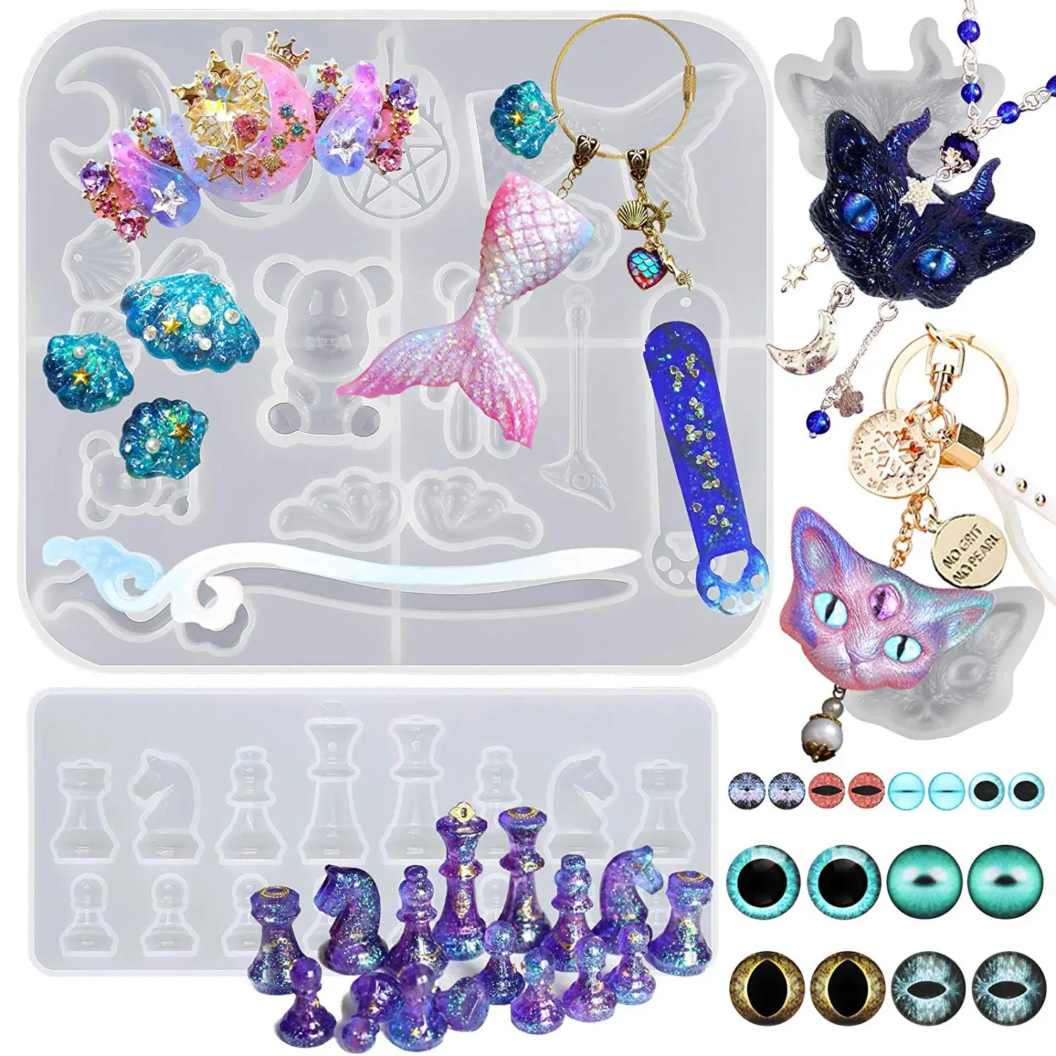 218 шт. формы для эпоксидной смолы набор литья с удлинителем цепи кольца глаз