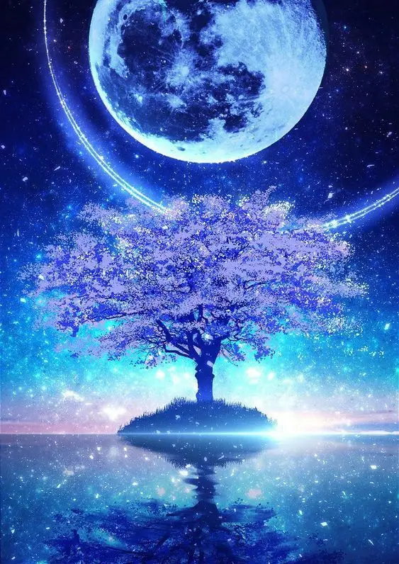 

JMINE Div 5D Sky Tree Moon Space Galaxy Earth Full Diamond Painting cross stitch kits art Scenic 3D paint by diamonds