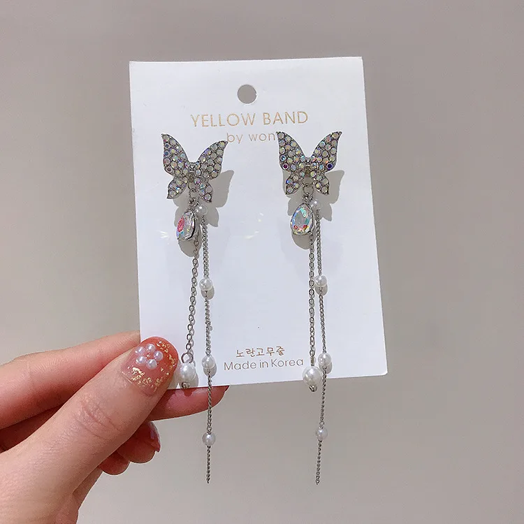 Женская Длинная кисточка крутые фиолетовые серьги гвоздики элегантные подвески