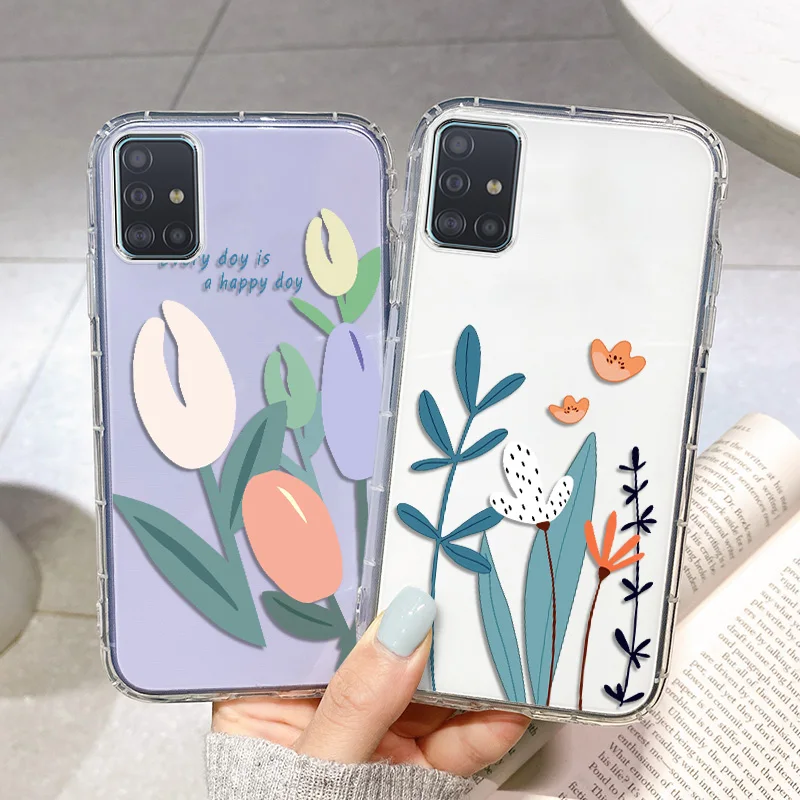 

For Samsung A50 Case Simple Flower Case For Samsung a50 A50S A30S A40 A41 A42 M42 A20e A22 A10e a10s a20s A11 A82 J7 Prime Cover