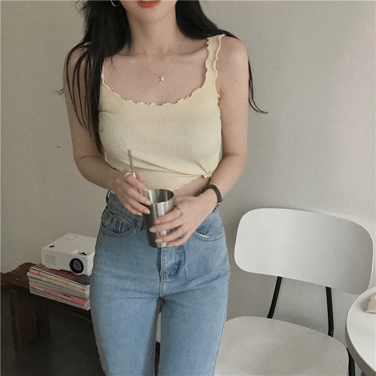 

Purple Knitted Camisole Women's Summer Outer Wear Design Sense Niche Suit Underwear Bandeau Top Ins Super Popular Fashion