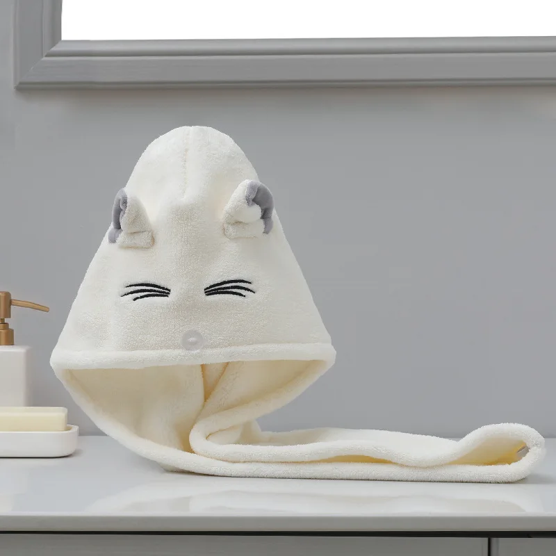 Милая шапочка для душа из кораллового флиса