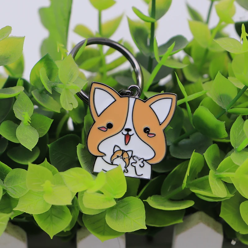 Милые брелоки с животными из мультфильмов металлические забавная Хаски корги
