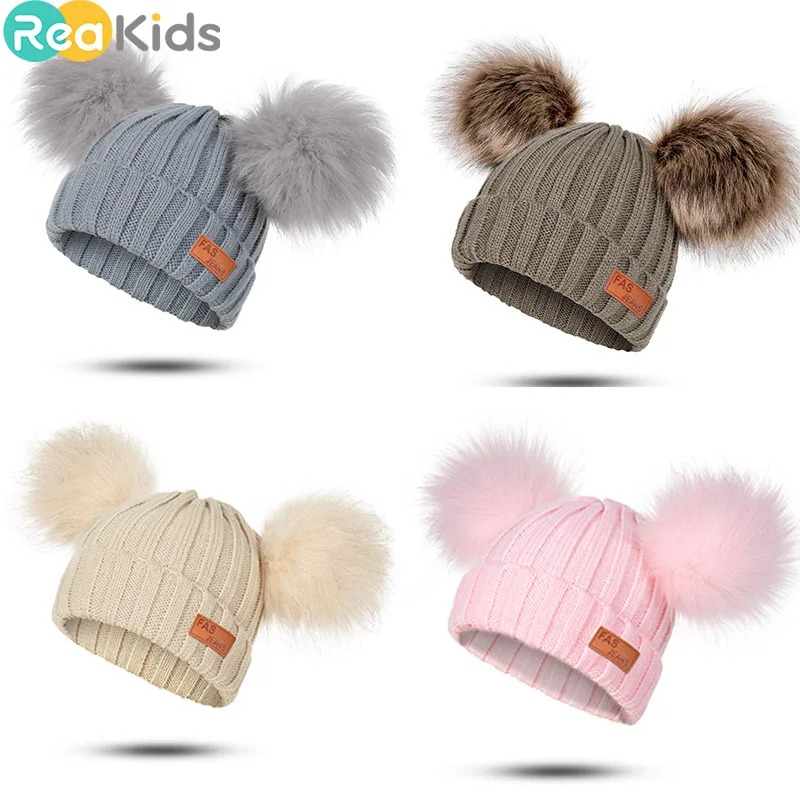 REAKIDS/1 предмет, зимняя теплая шапка для новорожденных, шапочка для волос, теплая вязанная шапочка, НОВАЯ шапка для мальчиков и девочек 0-3 лет