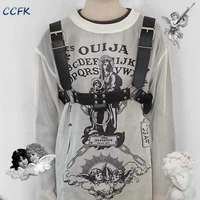 ccfk punk belt women techwear emo grunge e girl shoulder strap adjustable buckles circles rivets belt accessory gothic decor