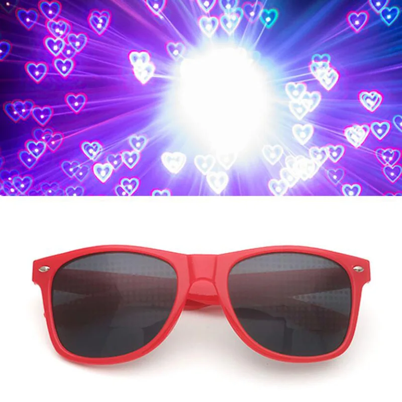 

Love Heart Shaped Effects Glasses Watch The Lights Change to Heart Shape At Night Diffraction Glasses For Women Men Sunglasses