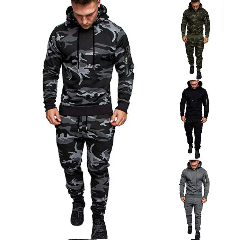 SUKIWML мужские комплекты одежды осенний спортивный костюм мужские военные камуфляжные повседневные 2 шт. Толстовка+ спортивные костюмы M-2XL