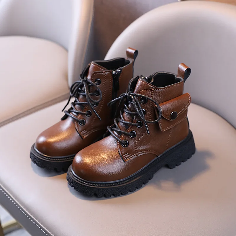 

comfy kids Fashion Boots Toddler Kids Boots Side Zipper Combat Short Ankle Boots for Boy's Girl's