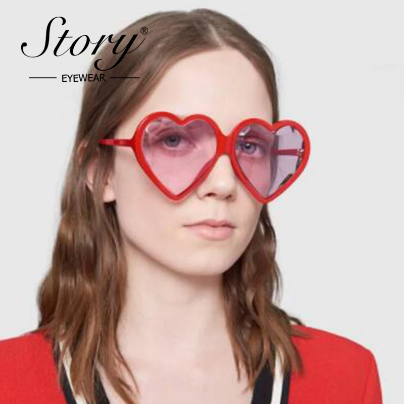 История 2018 Модные солнцезащитные очки в форме сердца женские винтажные Ретро