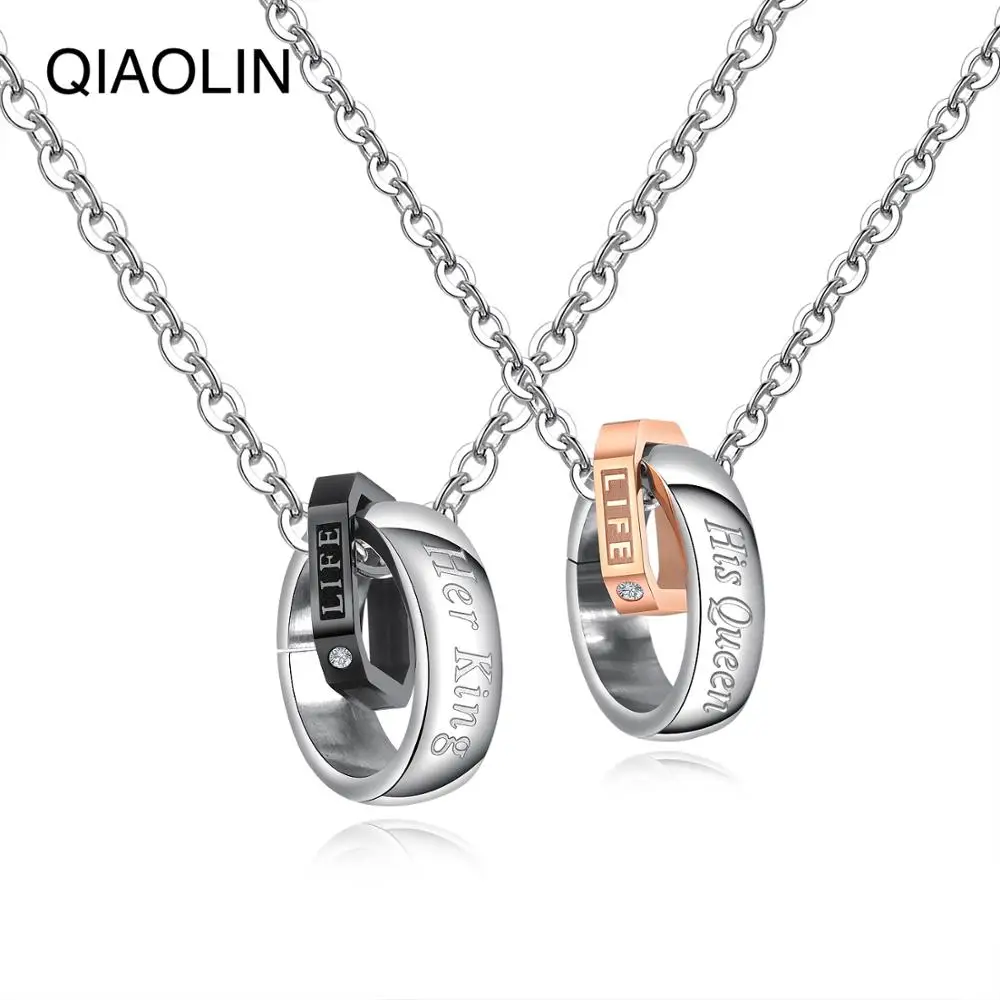 Ее король и его королева любовник пара ожерелье s письмо жизни кулон из