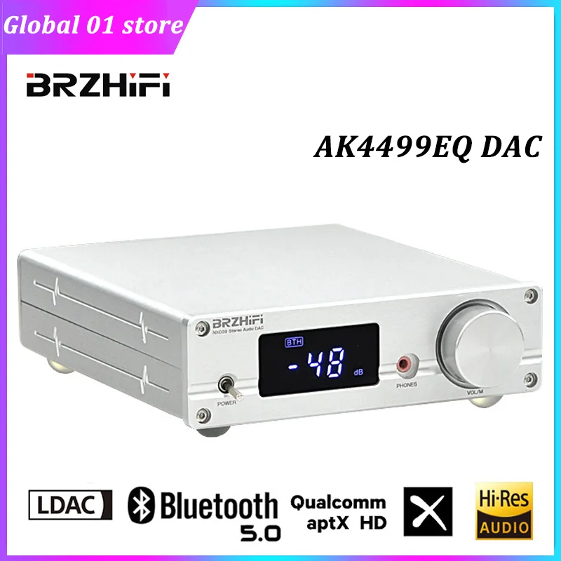 

Цифровой аудио декодер BRZHIFI DAC Bluetooth 5,0 DSD512 AKM4499EQ XMOS PCM768kHz/32Bit Hi Fi сбалансированный Декодер Усилитель для наушников