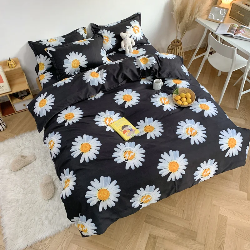 

2021New 2 Personnes /Duvet Cover Sets Queen Size Black Color Bedding Set King Size Single Bed Sets Plaid Bed Linen