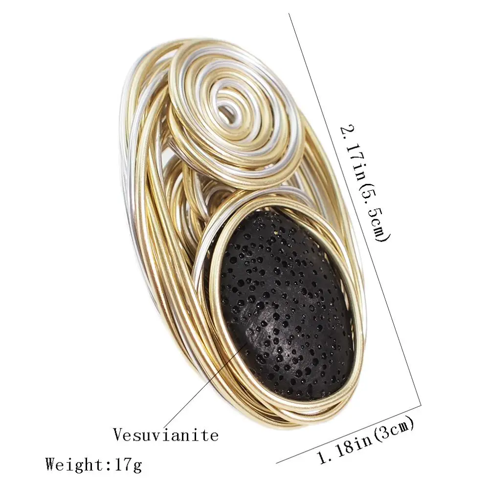 Женское кольцо ручной работы в богемном стиле MANILAI золотистое с спиральными