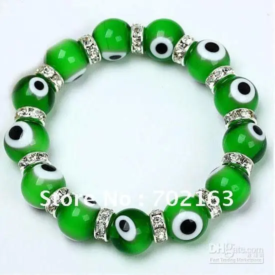 

Murano Glass Bead Evil Eye Rhinestone Bracelet