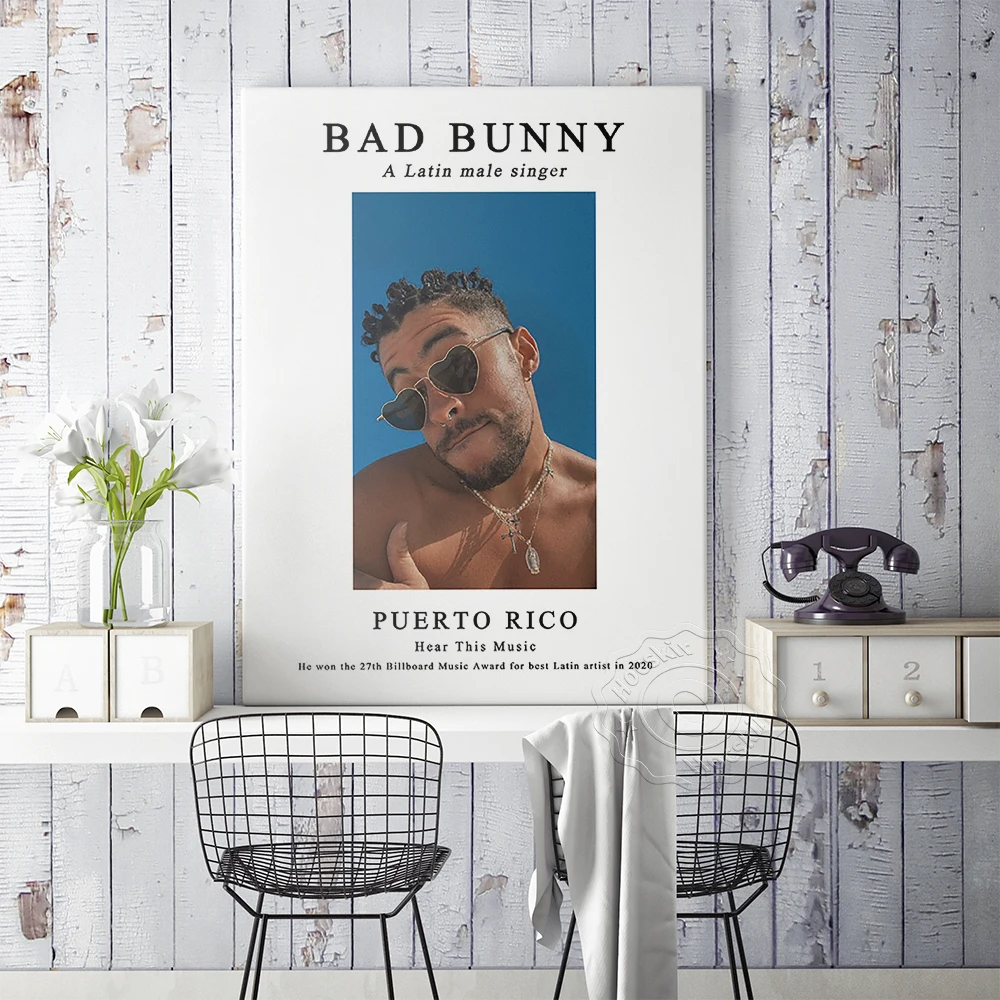 Плакат регги певица плохой кролик Порто-Рико настенные художественные принты