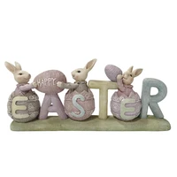 happy easter bunny garden statues indoor outdoor easter rabbits figurines ornaments waterproof easter animal resin decoratio