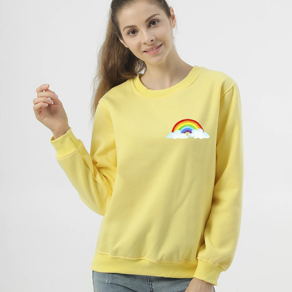 Crewneck Hoodies Sweatshirts Cartoon Rainbow Printing Pullover Harajuku Tracksuit Femmes Sweetshirts Cute Clothes for Women