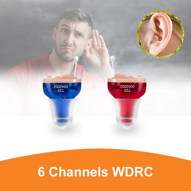 

Hearing Aid T25 Noise Cancelling Digital Audifonos Adjustable Volume Control Hearing Aids Sound Amplifier Senior Mini Invisible
