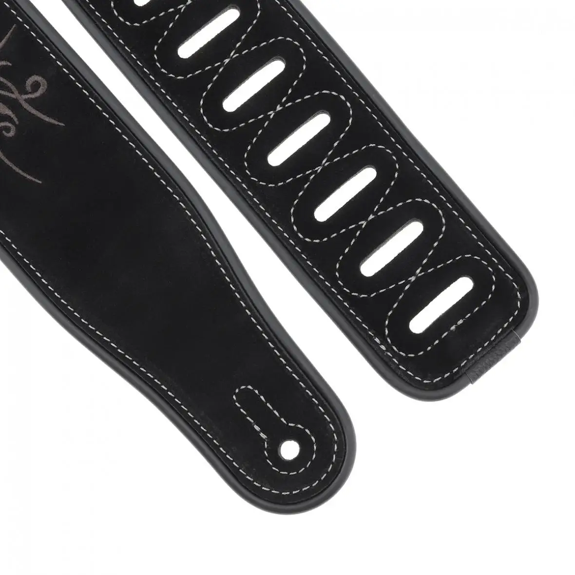 

Genuine Leather Cow Suede Guitar Strap Flower Pattern Embroidery with Antifriction Design for Acoustic Electric Bass Guitar