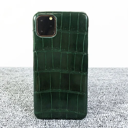 Dark green Чехол из натуральной крокодиловой кожи живота для iPhone 11 Pro Max настоящий чехол из натуральной кожи аллигатора Кайман для iPhone11 - Цвет: Dark green