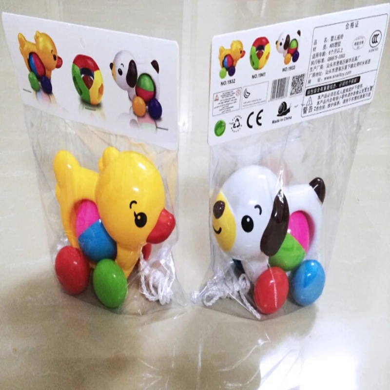 

Toddler Kids Baby Toys Traditional Pull Along Duck Dog Plastic Toys For Children Sounds Toy Newbrons Baby Learn Walk Toy Rattles