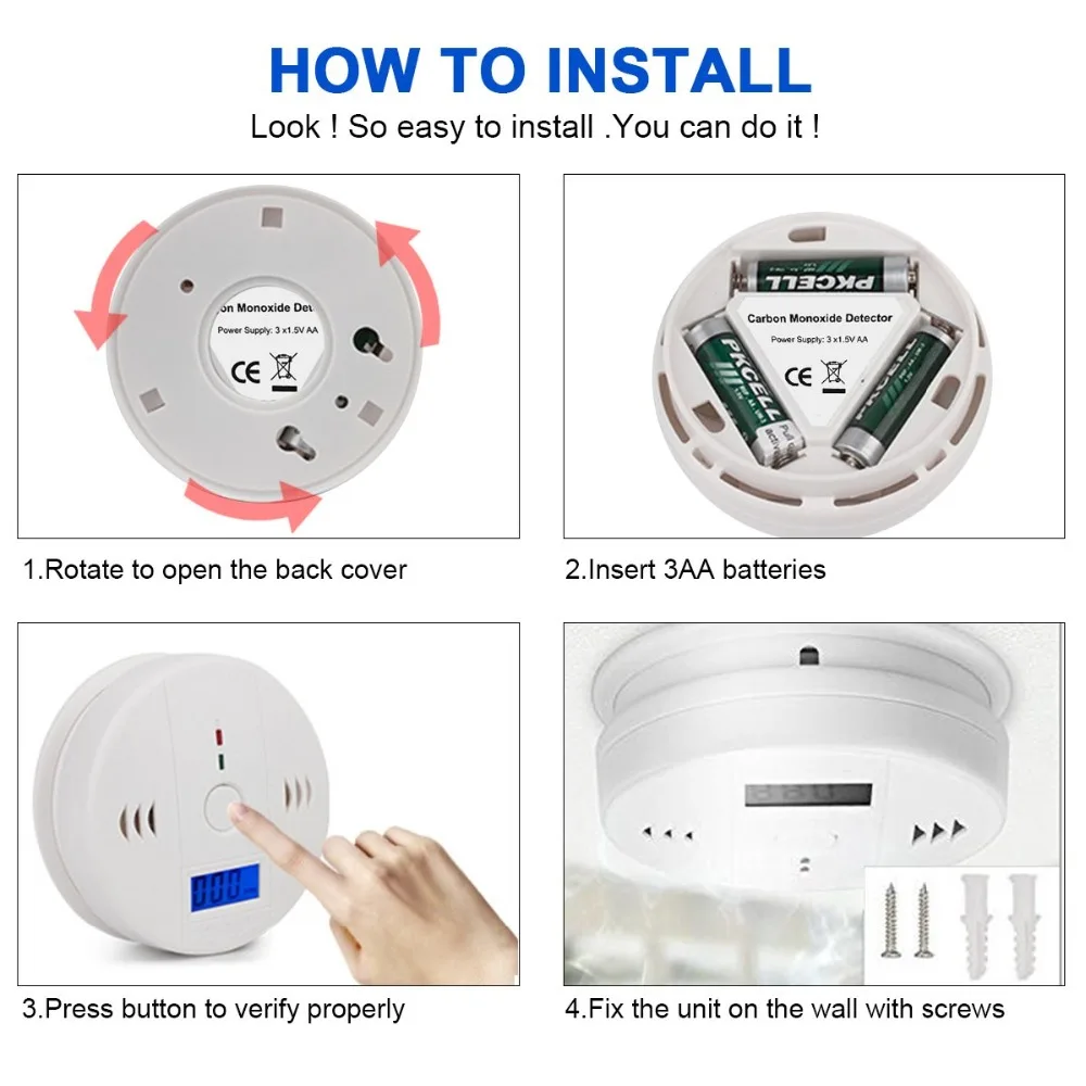 Охранных 85dB Предупреждение Высокочувствительный ЖК дисплей фотоэлектрический
